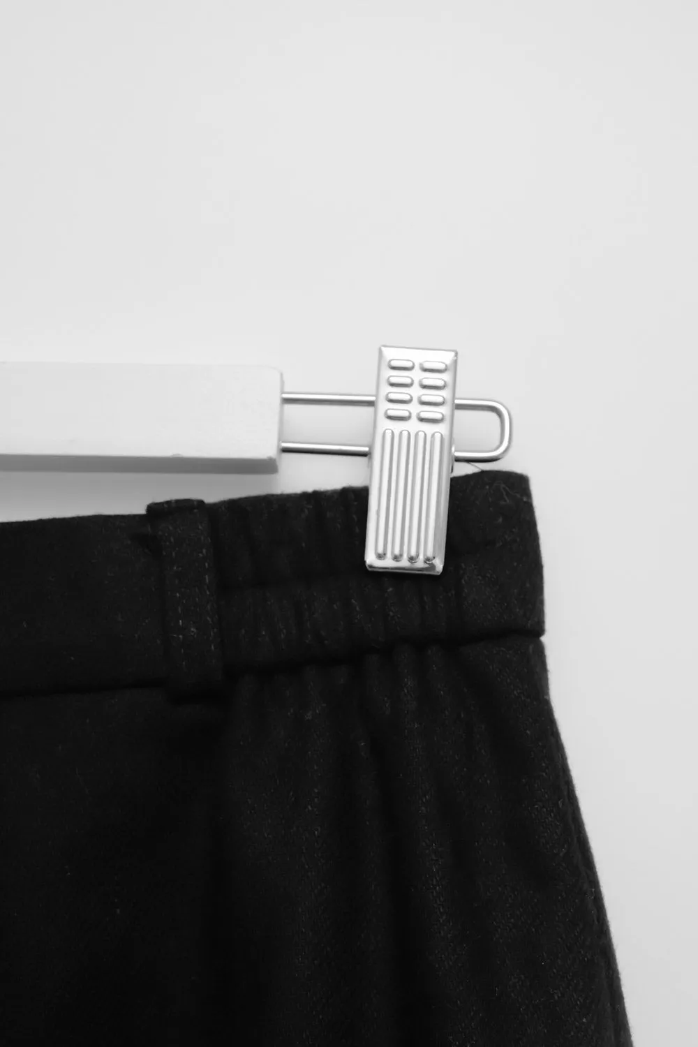 0039_WOOL STRAIGHT VINTAGE BLACK SKIRT