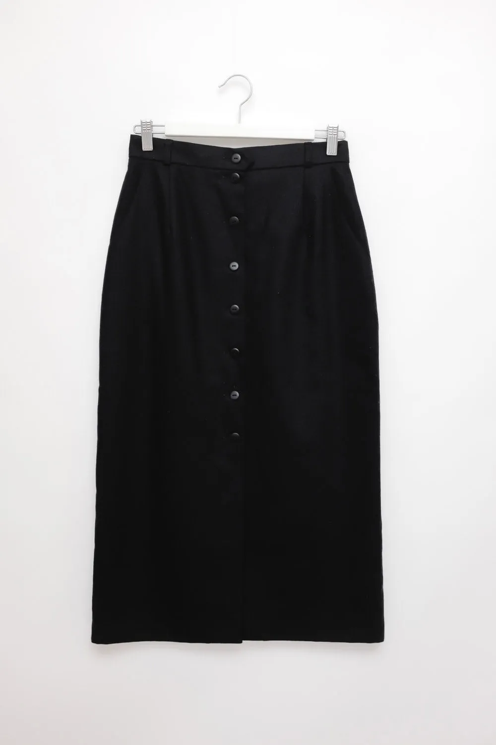 0039_WOOL STRAIGHT VINTAGE BLACK SKIRT