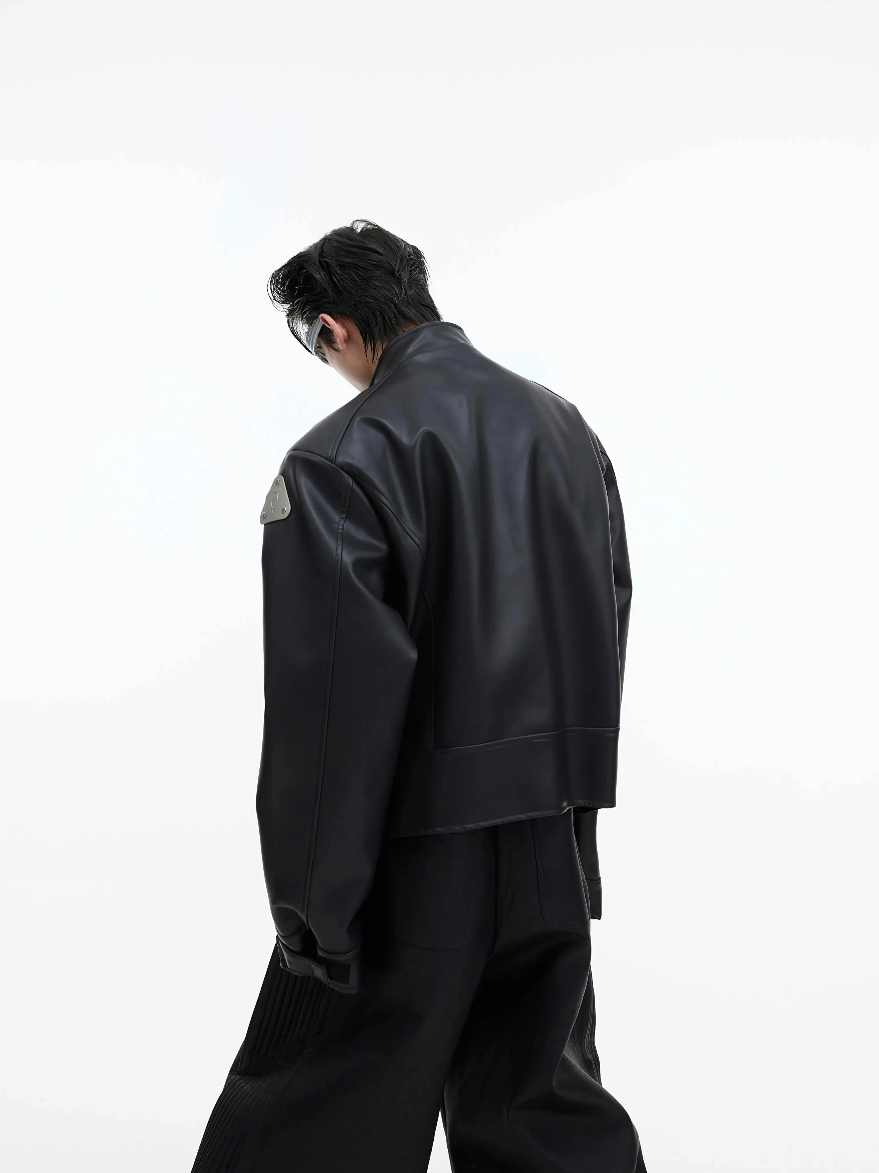 【23s September.】Metallic Logo 3D Deconstructed Leather Jacket