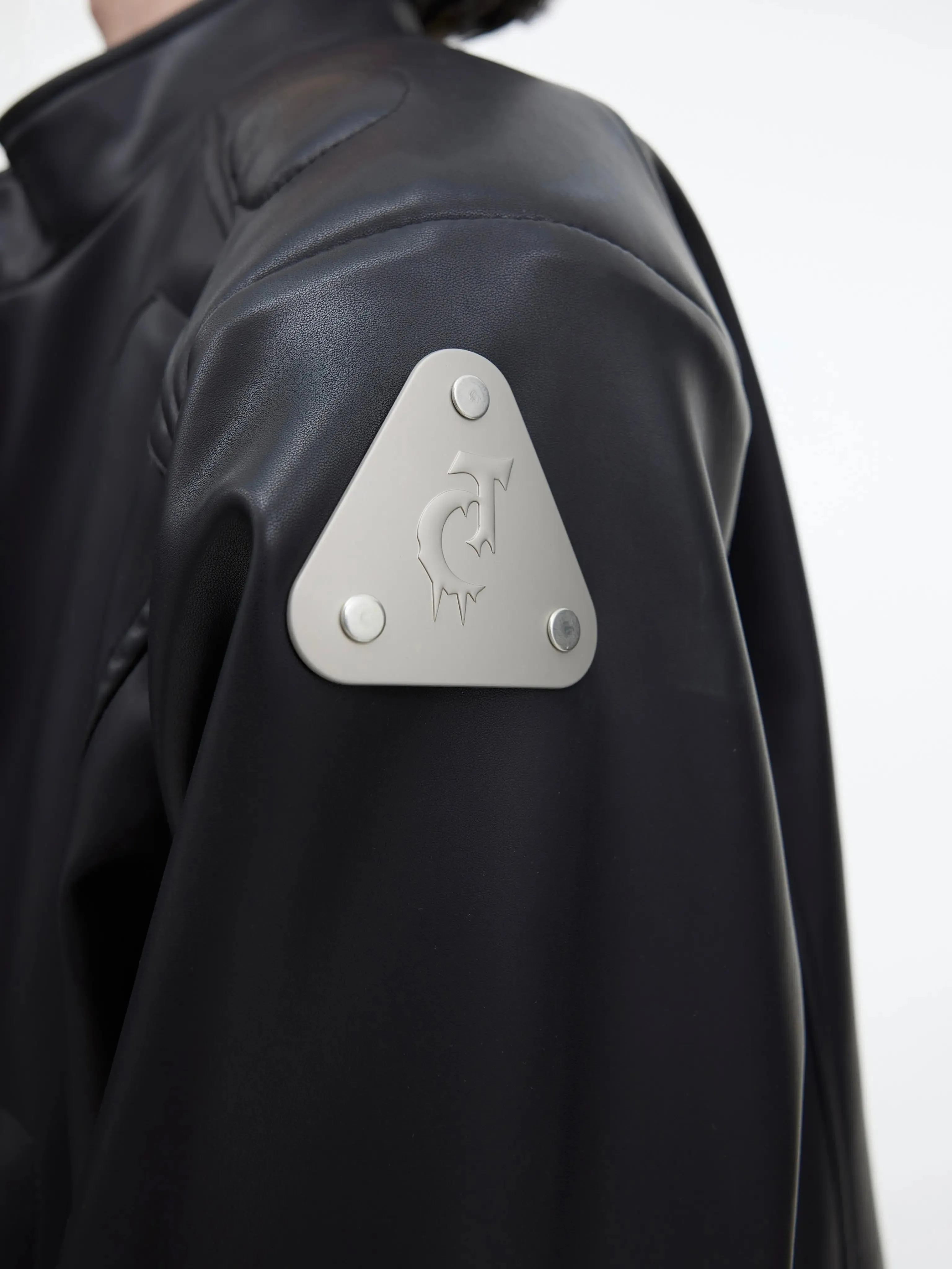 【23s September.】Metallic Logo 3D Deconstructed Leather Jacket