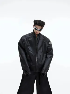 【23s September.】Metallic Logo 3D Deconstructed Leather Jacket