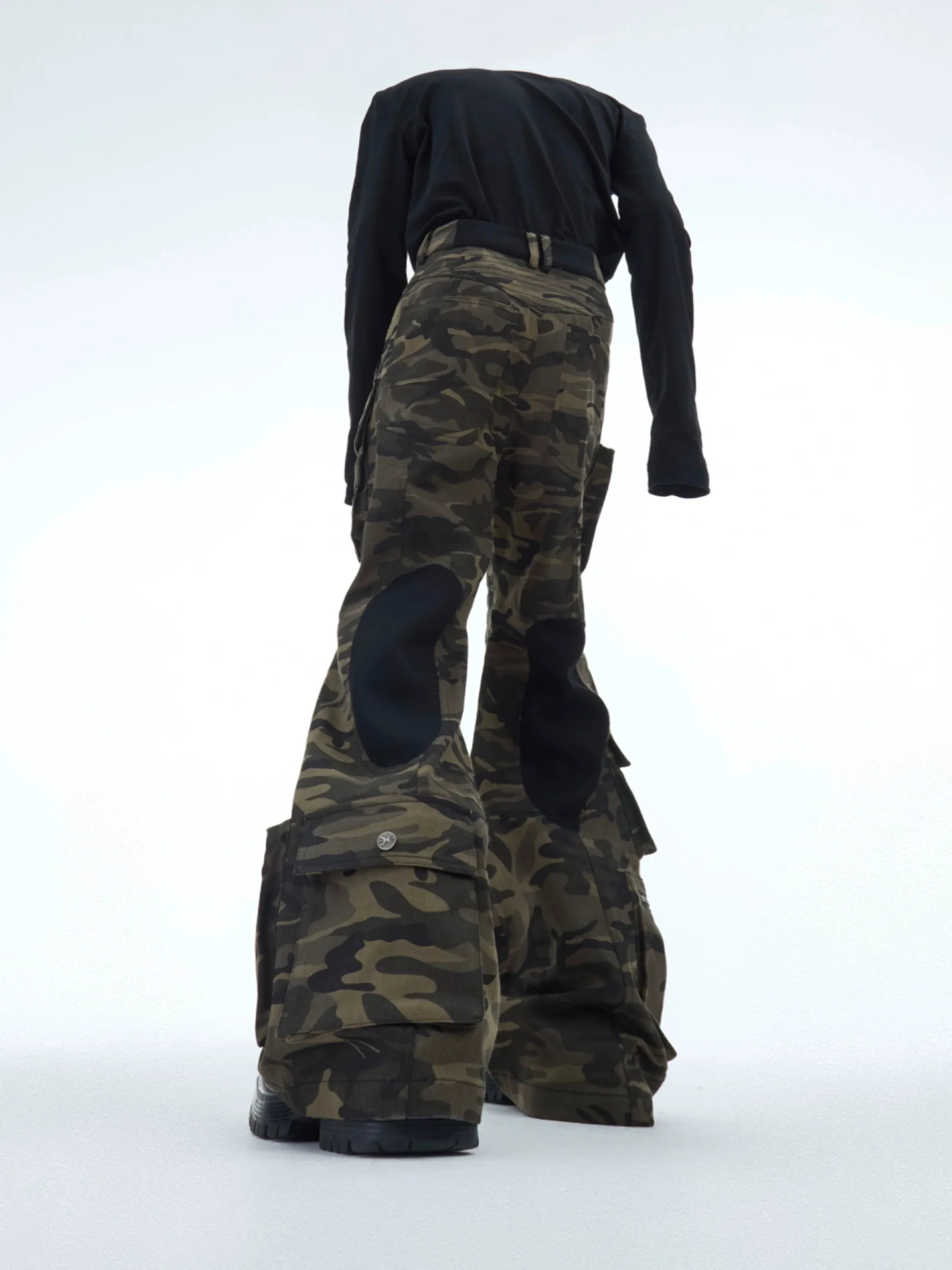 【24s Dec.】Vintage distressed washed camouflage loose overalls