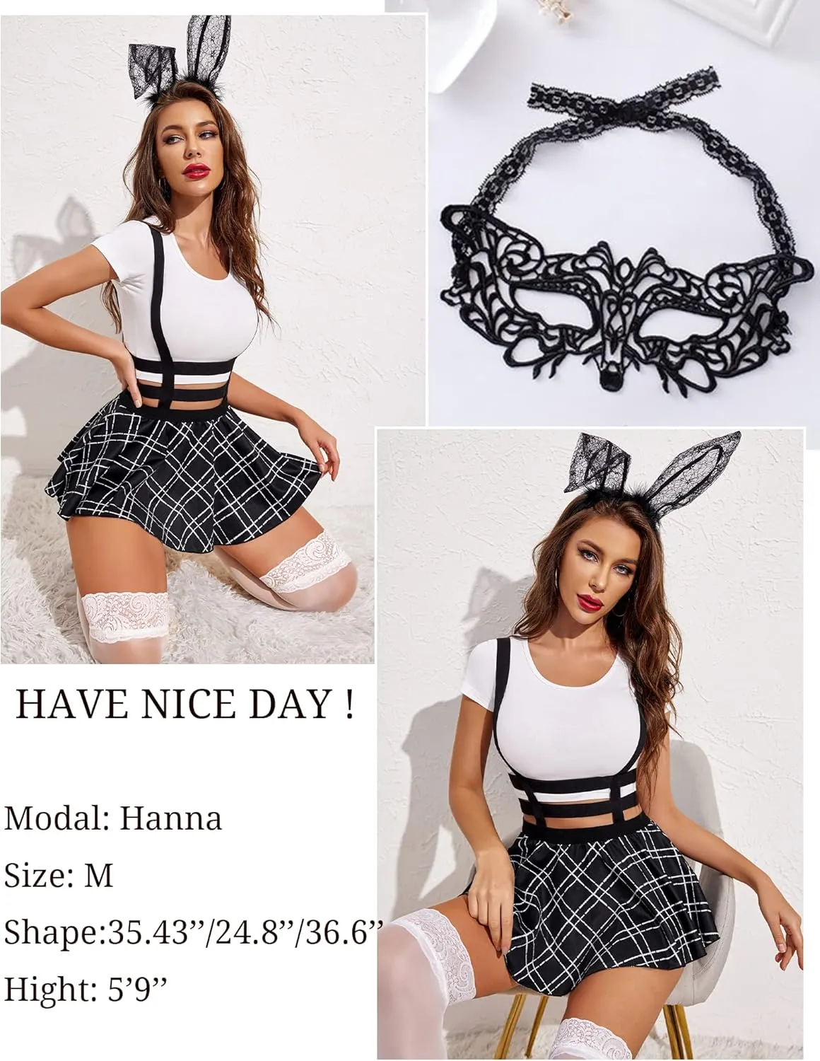Avidlove Women Sexy Skirt Pleated Mini Skirt Suspender Skirt A-Line Short Braces Skirt