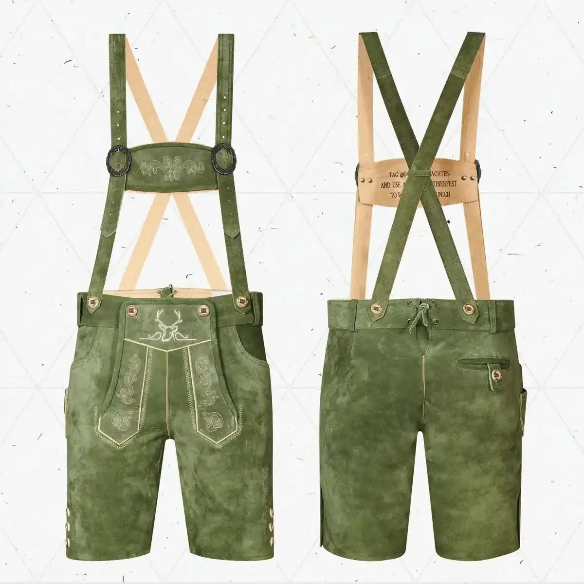 Bavarian Lederhosen Men Short Green