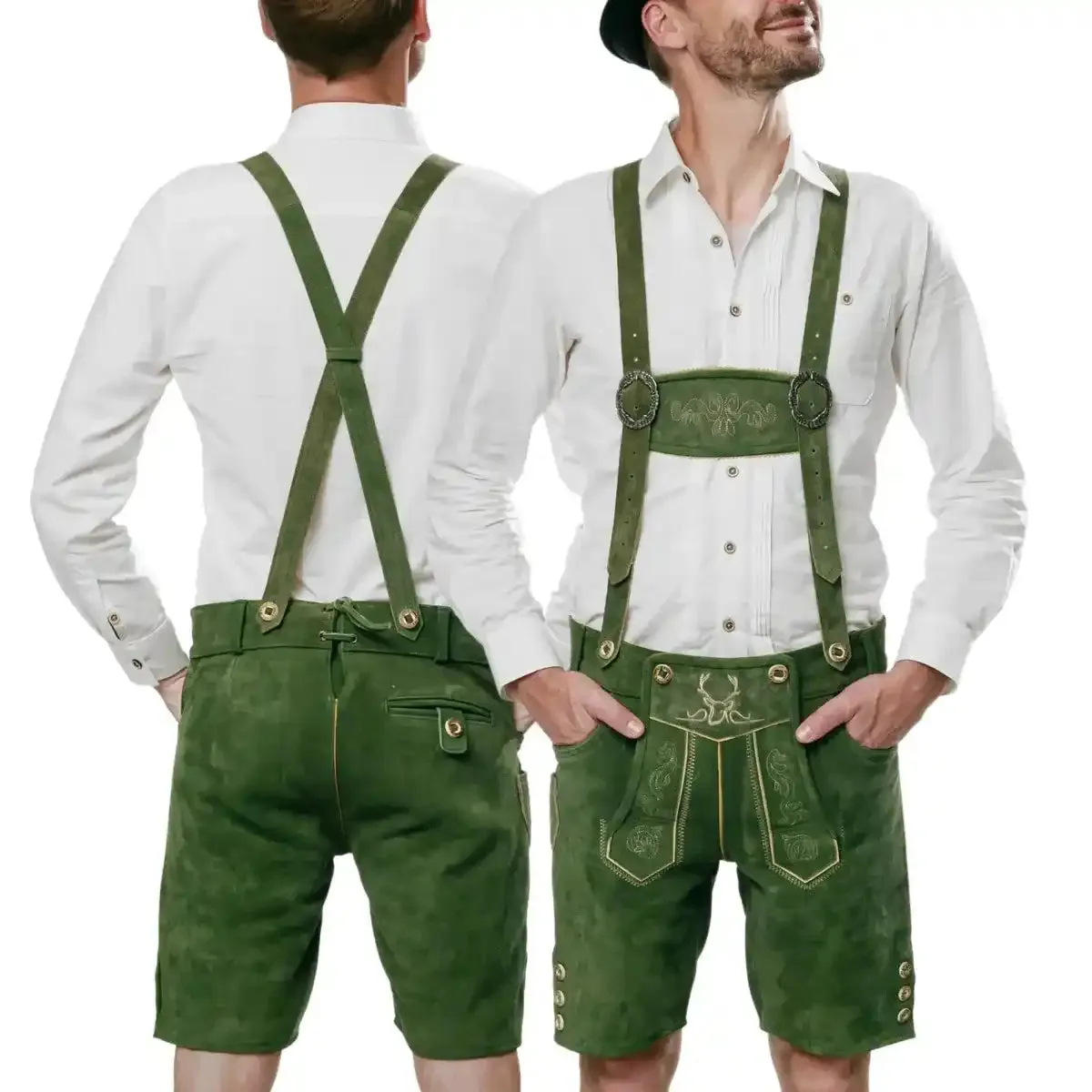 Bavarian Lederhosen Men Short Green