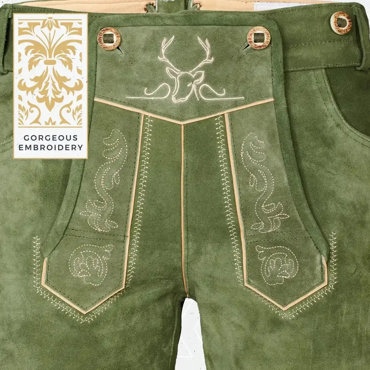 Bavarian Lederhosen Men Short Green