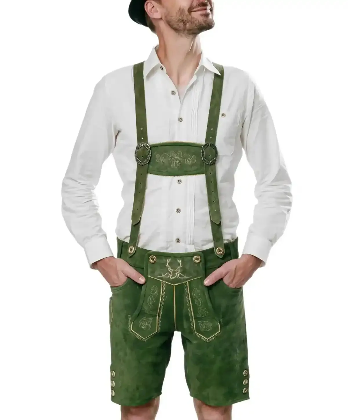 Bavarian Lederhosen Men Short Green