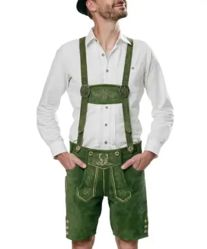 Bavarian Lederhosen Men Short Green