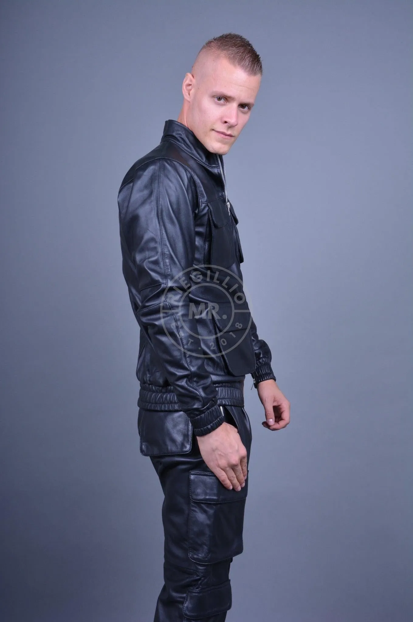 Black Leather Utility Jacket