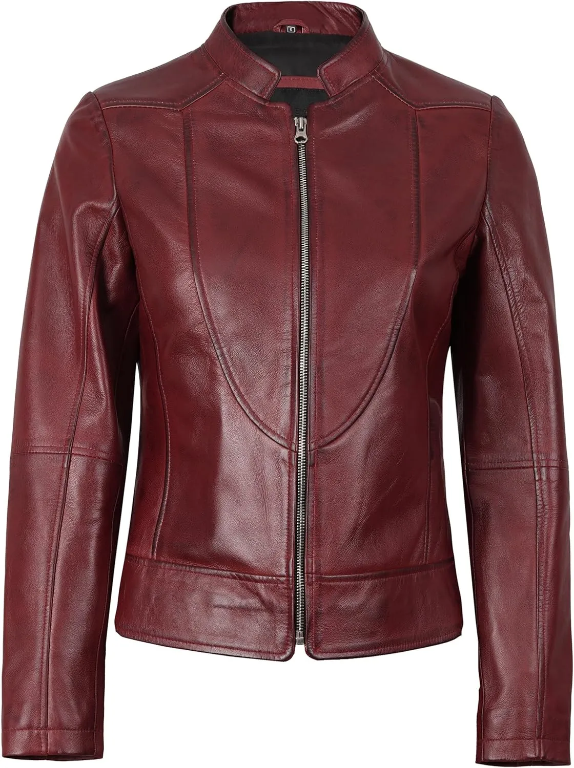 Blingsoul Leather Jacket Women - Cafe Racer Real Lambskin Womens Leather Jacket