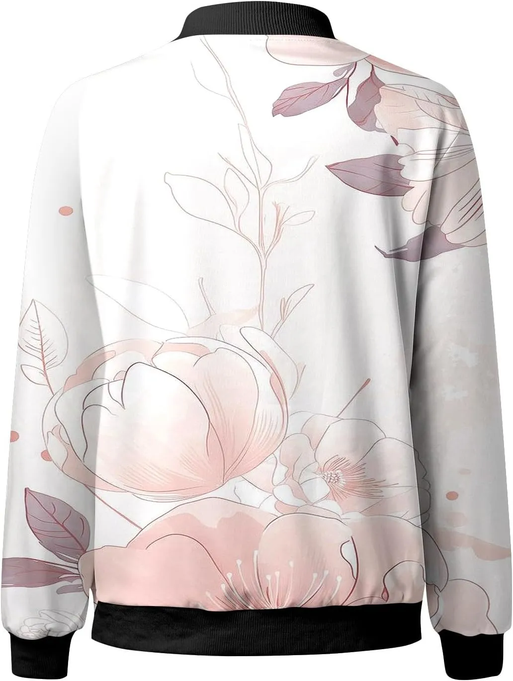 Bomber Jacket Women 2024 Causal Floral Zip Up Coats Stand Collar Fall Jackets Lightweight Outerwear Windbreaker