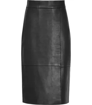 Bonded Black Leather Skirt