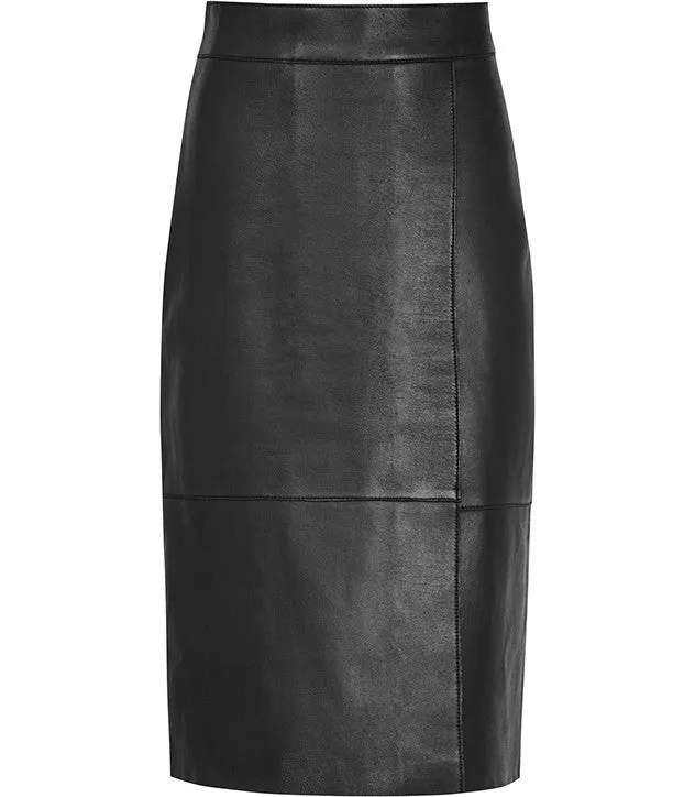 Bonded Black Leather Skirt