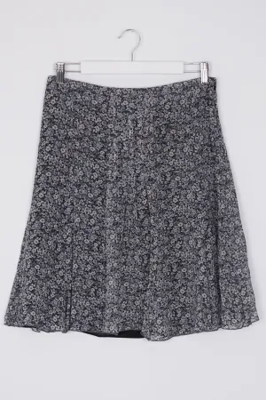 Caroll Blue Floral Silk Skirt 12