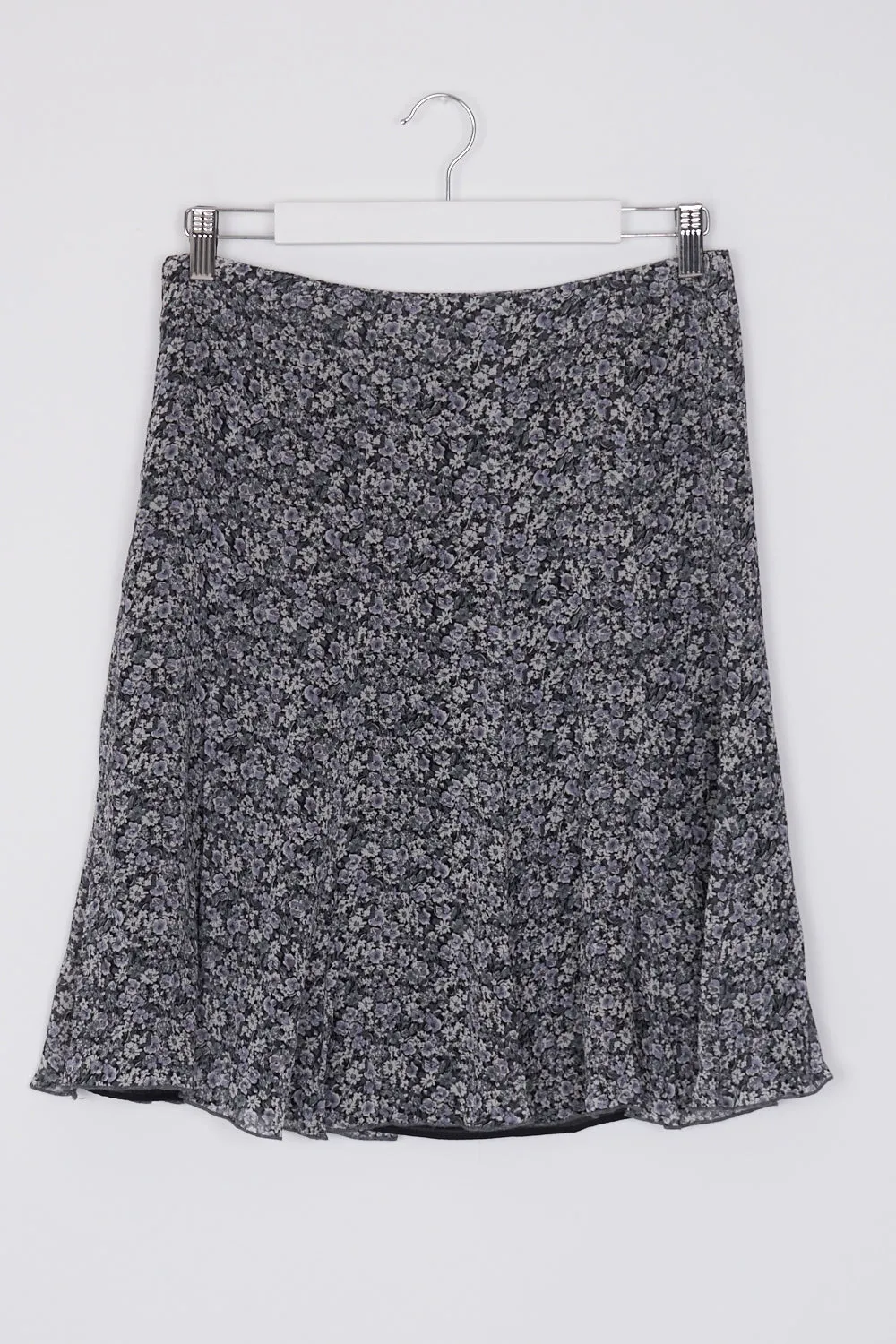 Caroll Blue Floral Silk Skirt 12