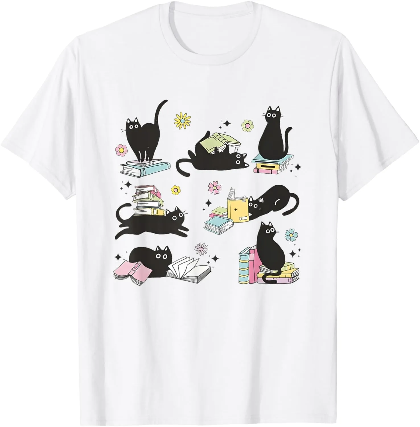 Cats Reading Books Shirt Cat Lover Kitten Reading Book Lover T-Shirt