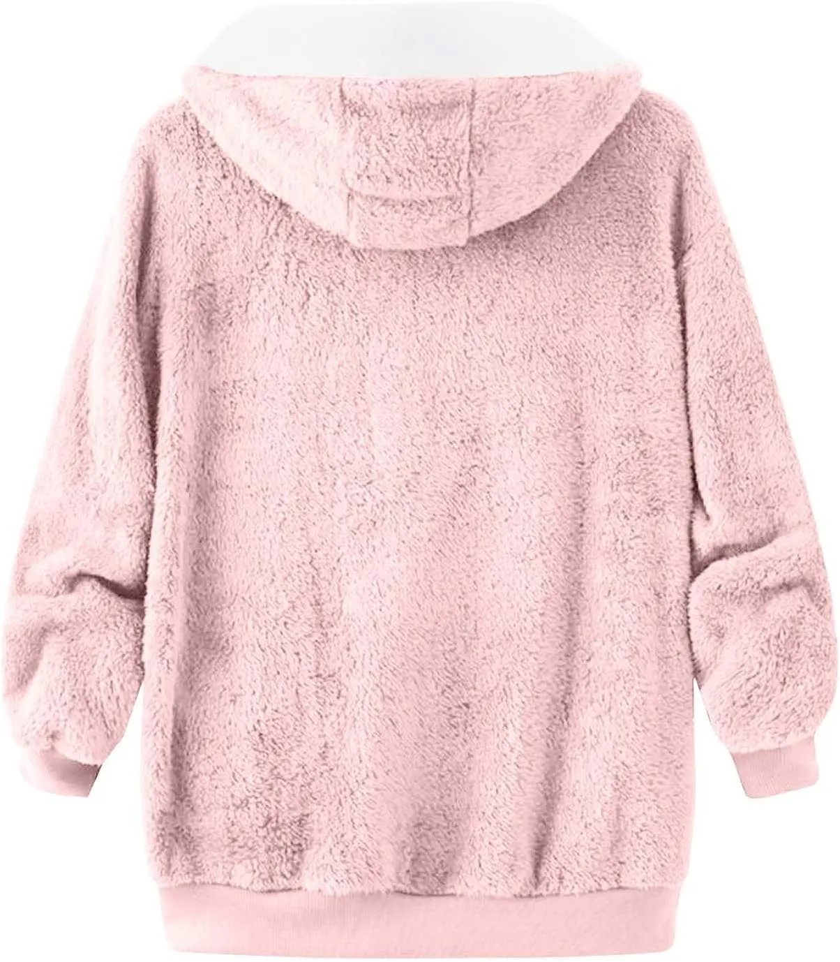 Coats for Women, Women's Fashion Casual Loose Plush Striped Zipper Long Sleeve Stitching Hooded Jacket Coat
