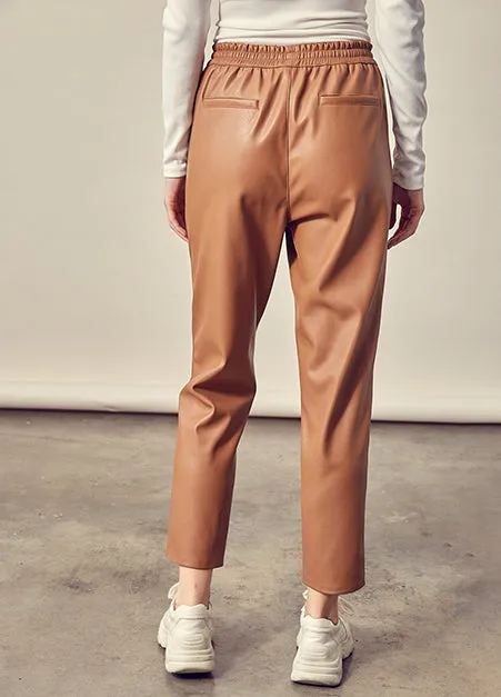 Cropped Faux Leather Pants