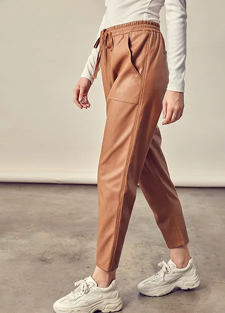 Cropped Faux Leather Pants