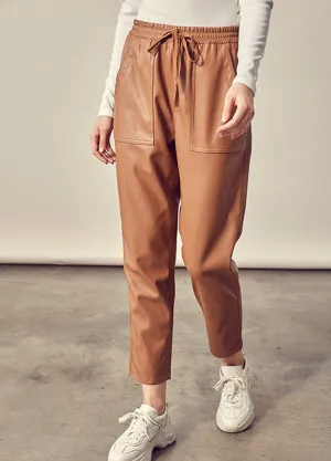 Cropped Faux Leather Pants