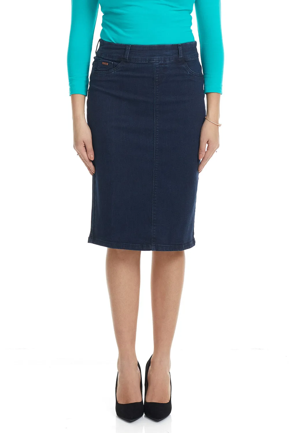 Dark Blue Jean Denim Skirt in Regular and Plus Size 'Boston'