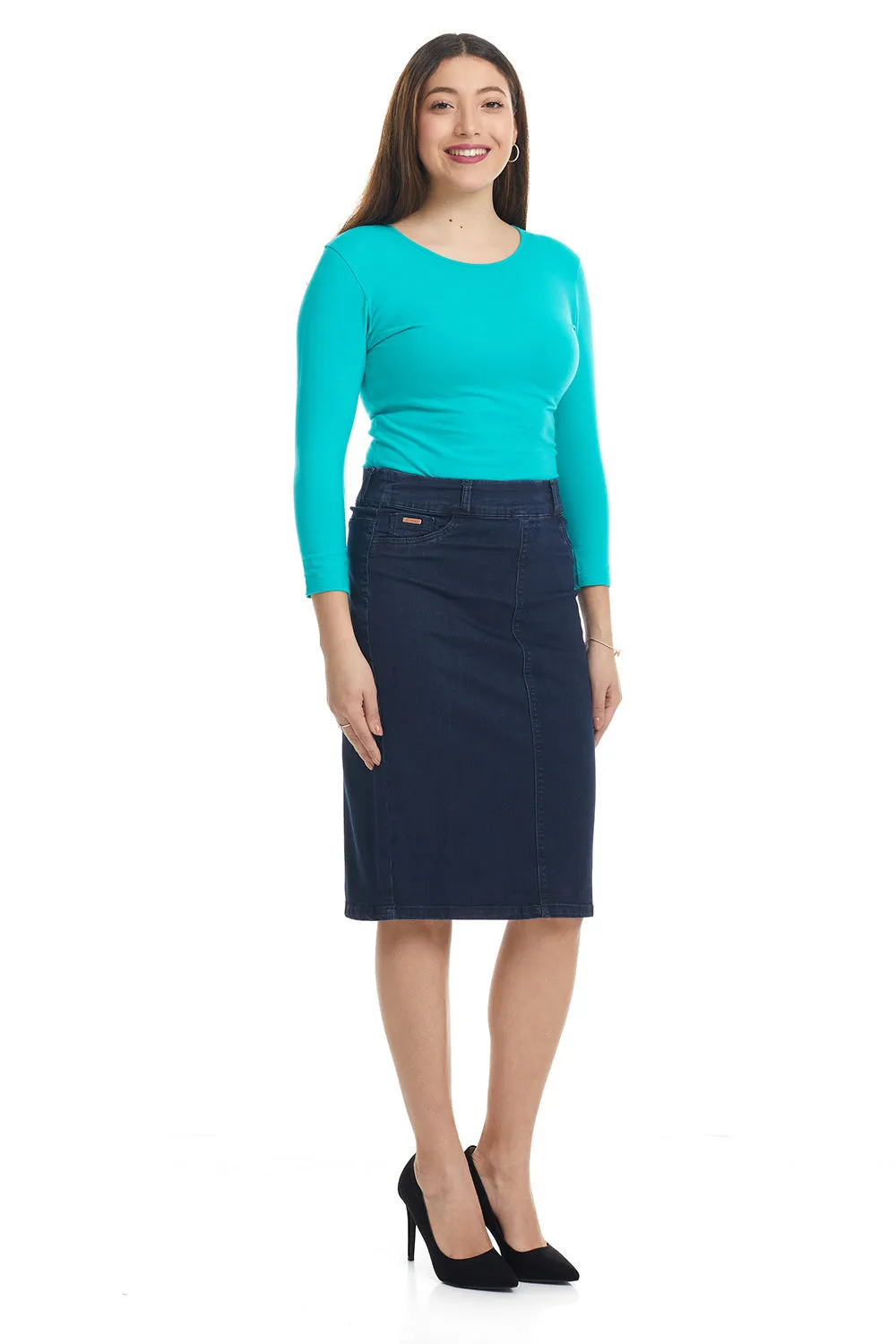 Dark Blue Jean Denim Skirt in Regular and Plus Size 'Boston'