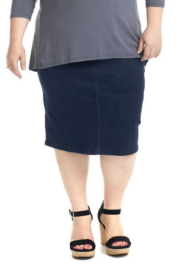Dark Blue Jean Denim Skirt in Regular and Plus Size 'Boston'