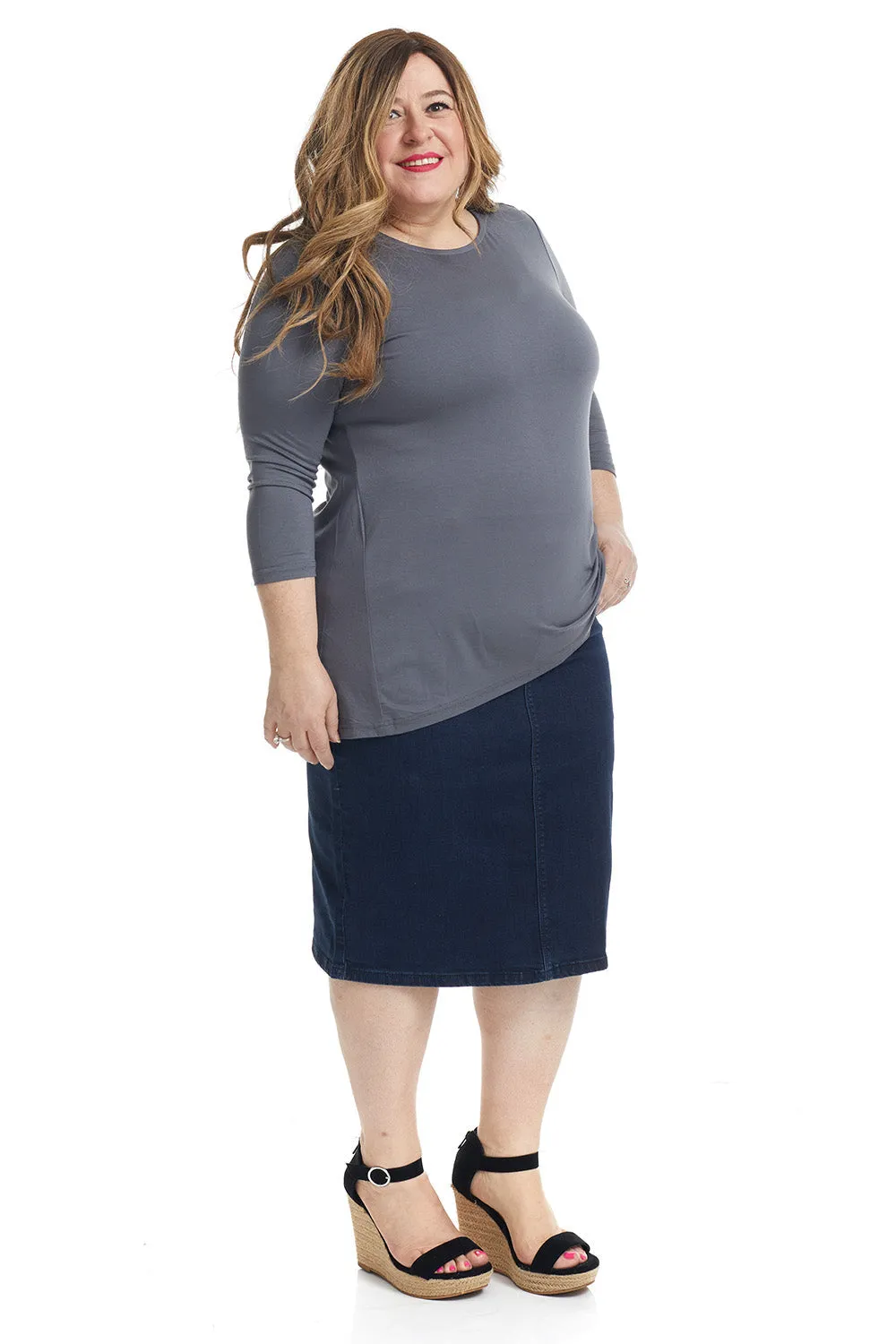Dark Blue Jean Denim Skirt in Regular and Plus Size 'Boston'