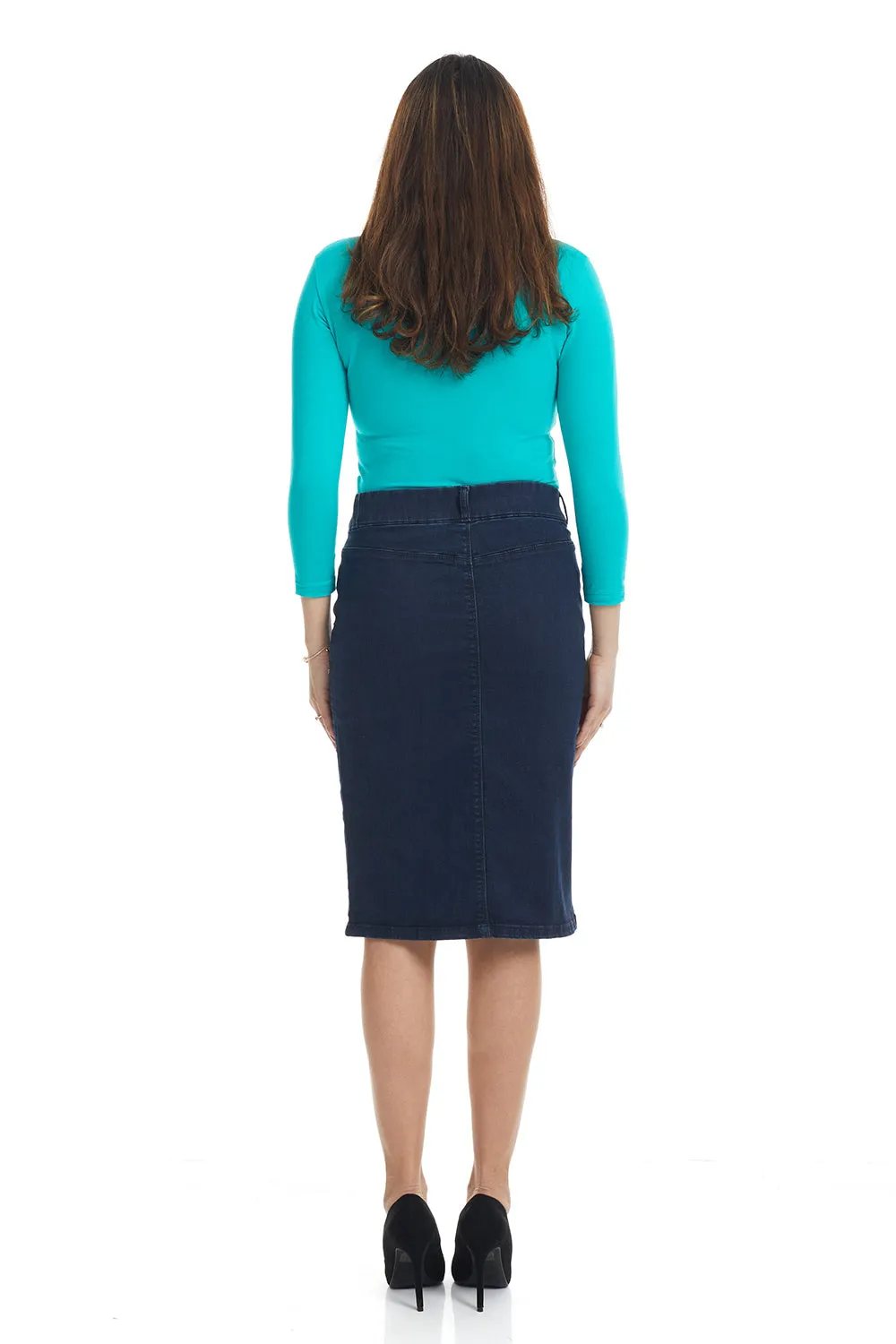 Dark Blue Jean Denim Skirt in Regular and Plus Size 'Boston'