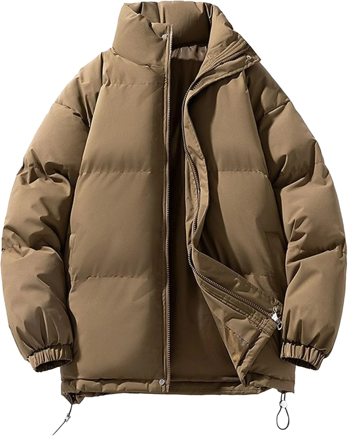 DGHM-JLMY Winter Puffer Jackets For Men Thicken Warm Stand Collar Down Puffy Jacket Solid Couple Casual All-Match Overcoat