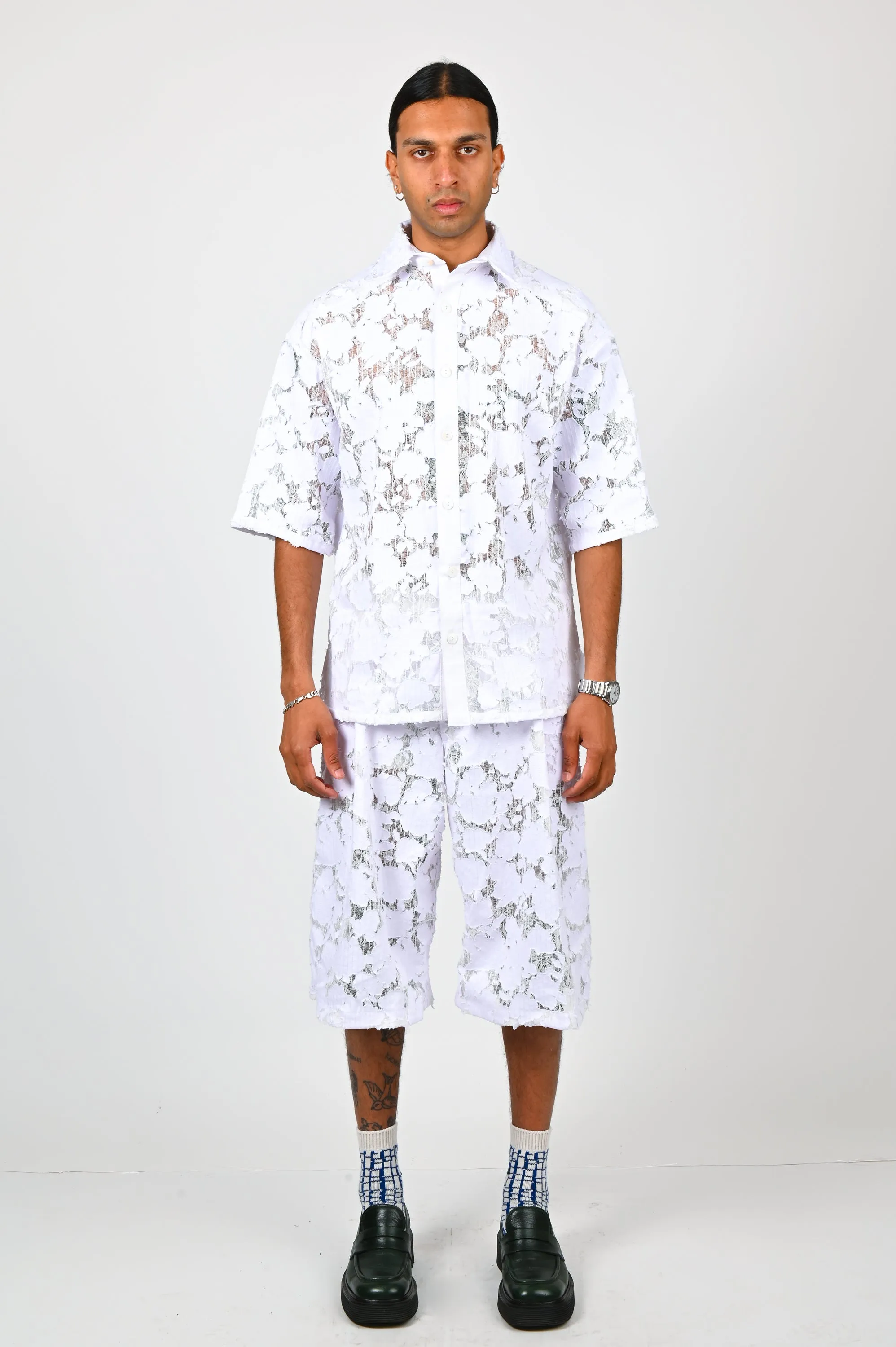 Erik Yvon Lace Shirt in White