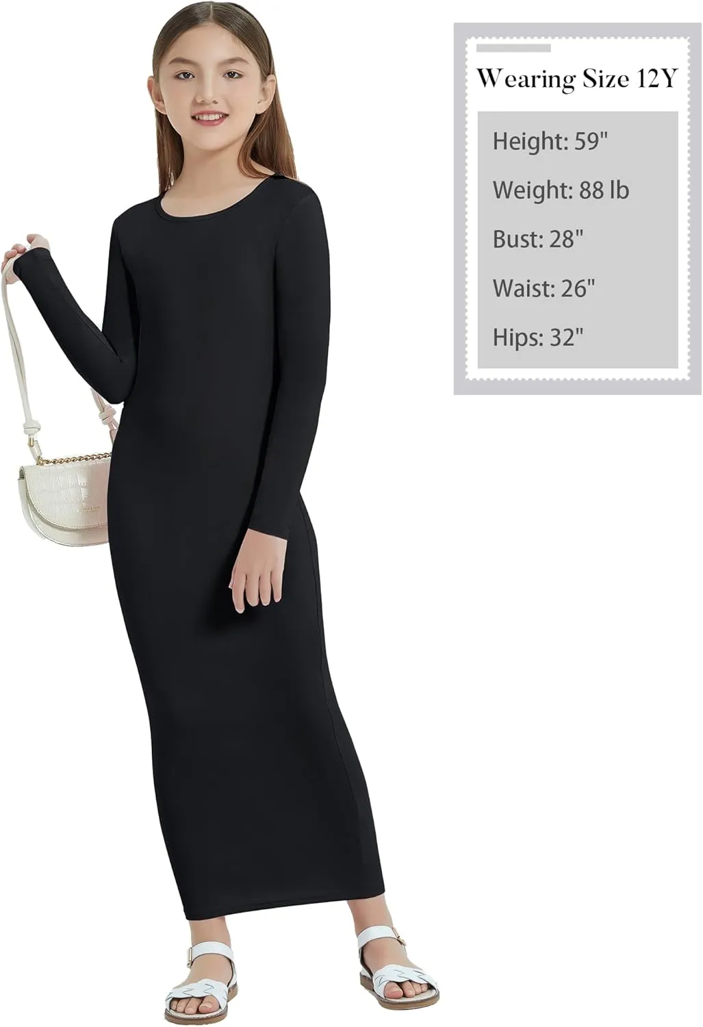 EXARUS Girls Bodycon Maxi Dress Spaghetti Strap Slip/Sleeveless/Short Sleeve/Long Sleeve Kid Pencil Casual Long Dresses