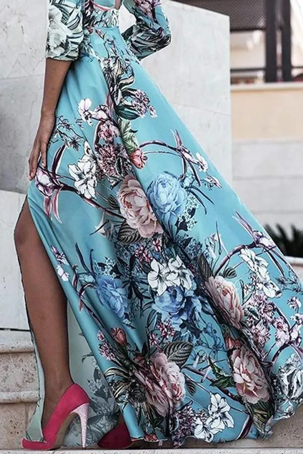 Floral Backless Split Bohemia Beach Maxi Long Dress