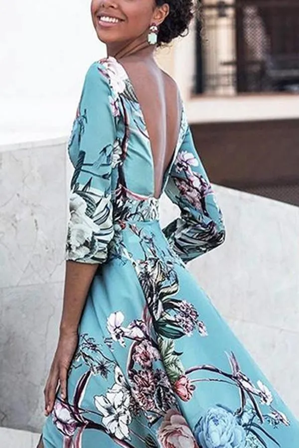 Floral Backless Split Bohemia Beach Maxi Long Dress
