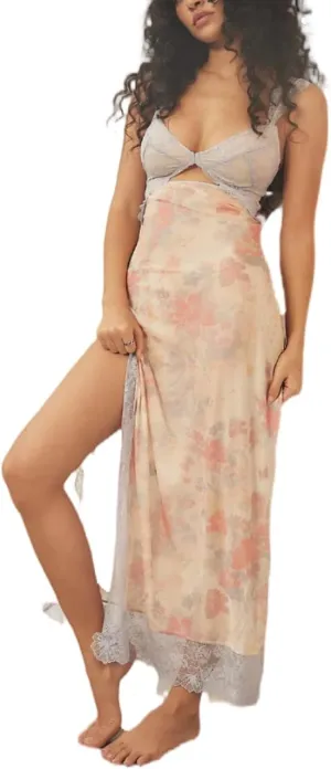 Floral Lace Maxi Slip Dress Summer Sleeveless Backless Bodycon Dress Cut Out Spaghetti Strap Long Dress