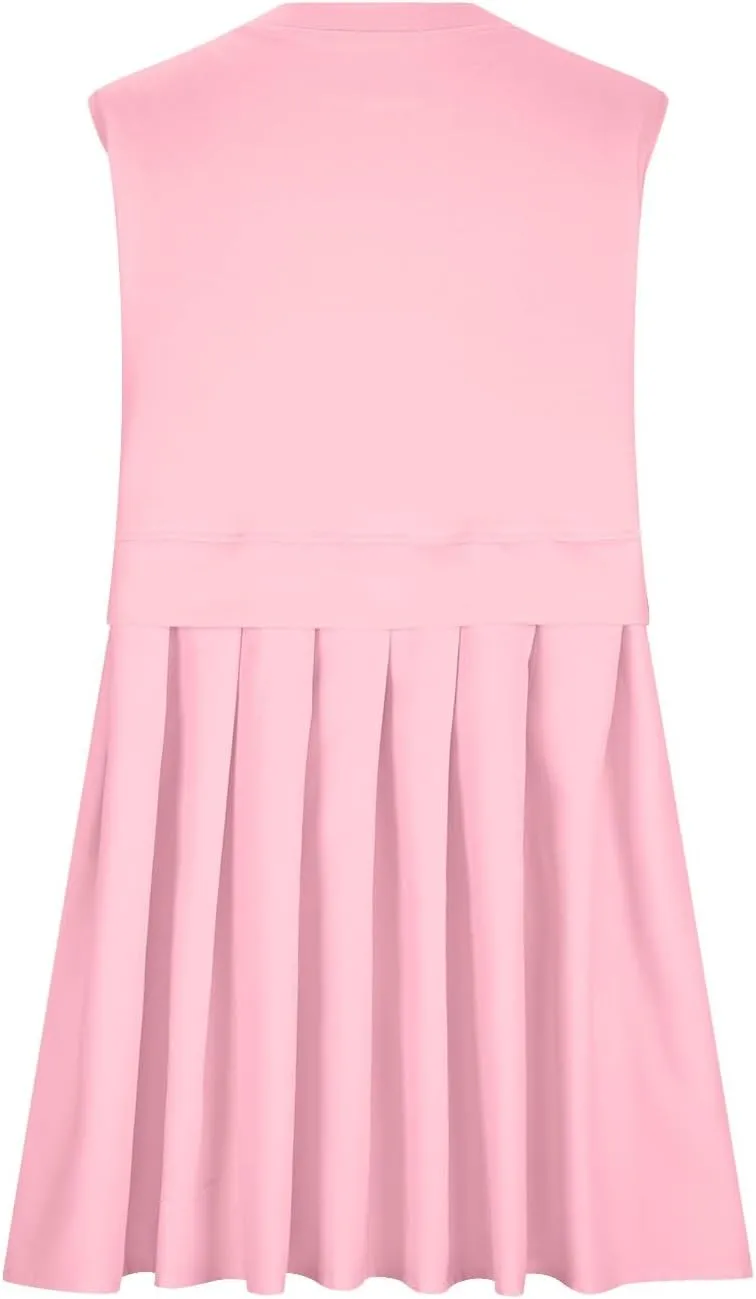 FP Dupe Babydoll Dress for Women Ruffle Pleated Tunic Dress Sleeveless Crew Neck Tank Dresses Loose Fit Clothes