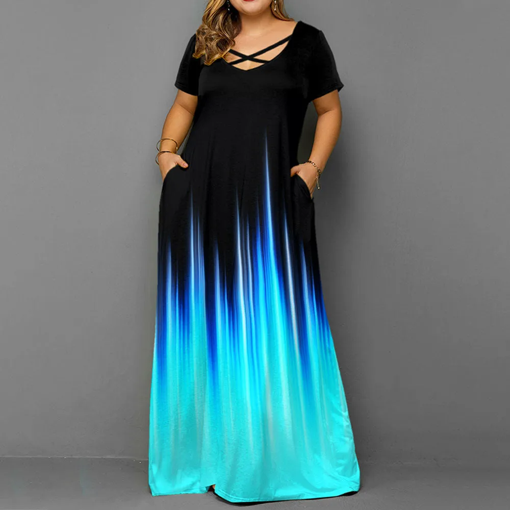 Funki Buys | Dresses | Women's Plus Size Gradient Maxi Dress