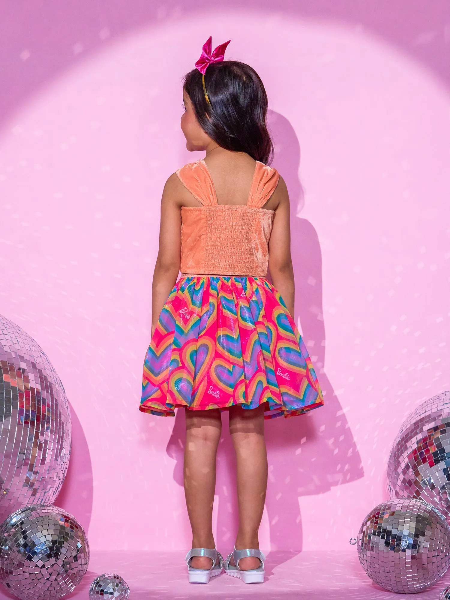 Girl's Peach Top With Skirt Co-Ordinate Set - Lil Drama