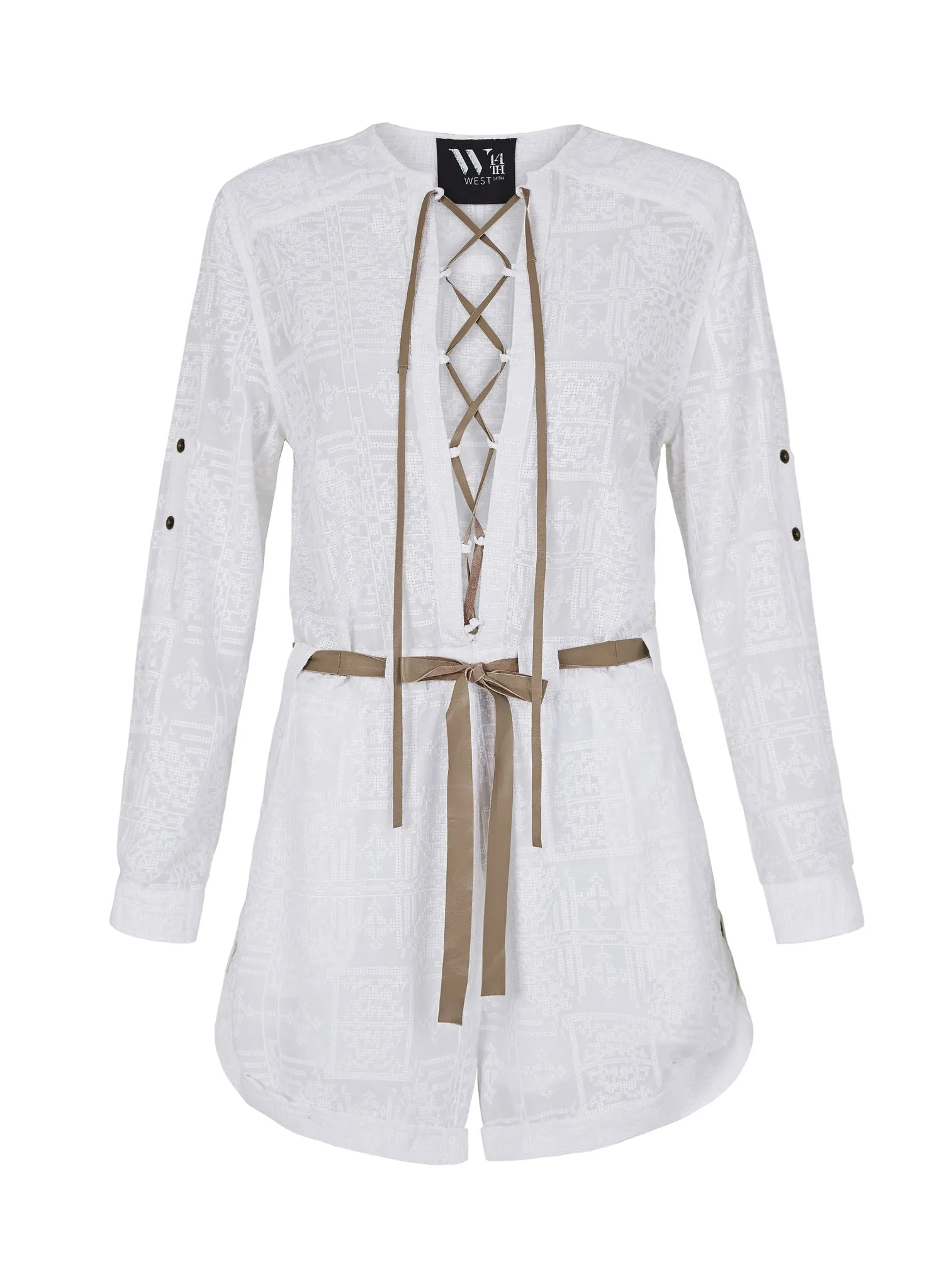 Glenayr Playsuit Cabana White & Sunkiss Leather - SAMPLE