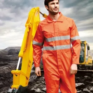 Hi Vis Cotton Drill Overalls with X Pattern Reflective Tape WO0683