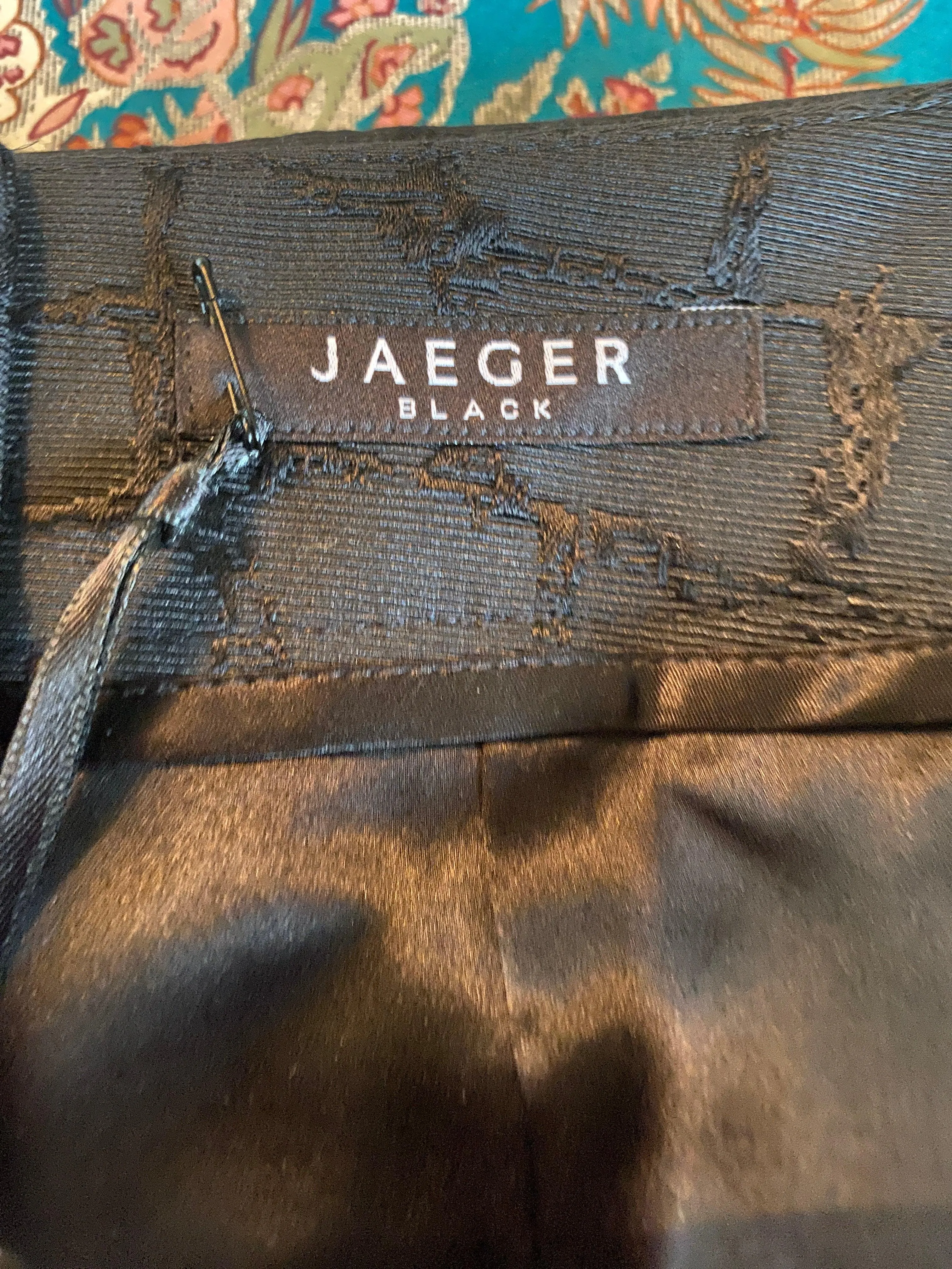 Jaeger Black Skirt with Textured Pattern UK Size Cotton Silk Mix 10 BNWT RRP £250
