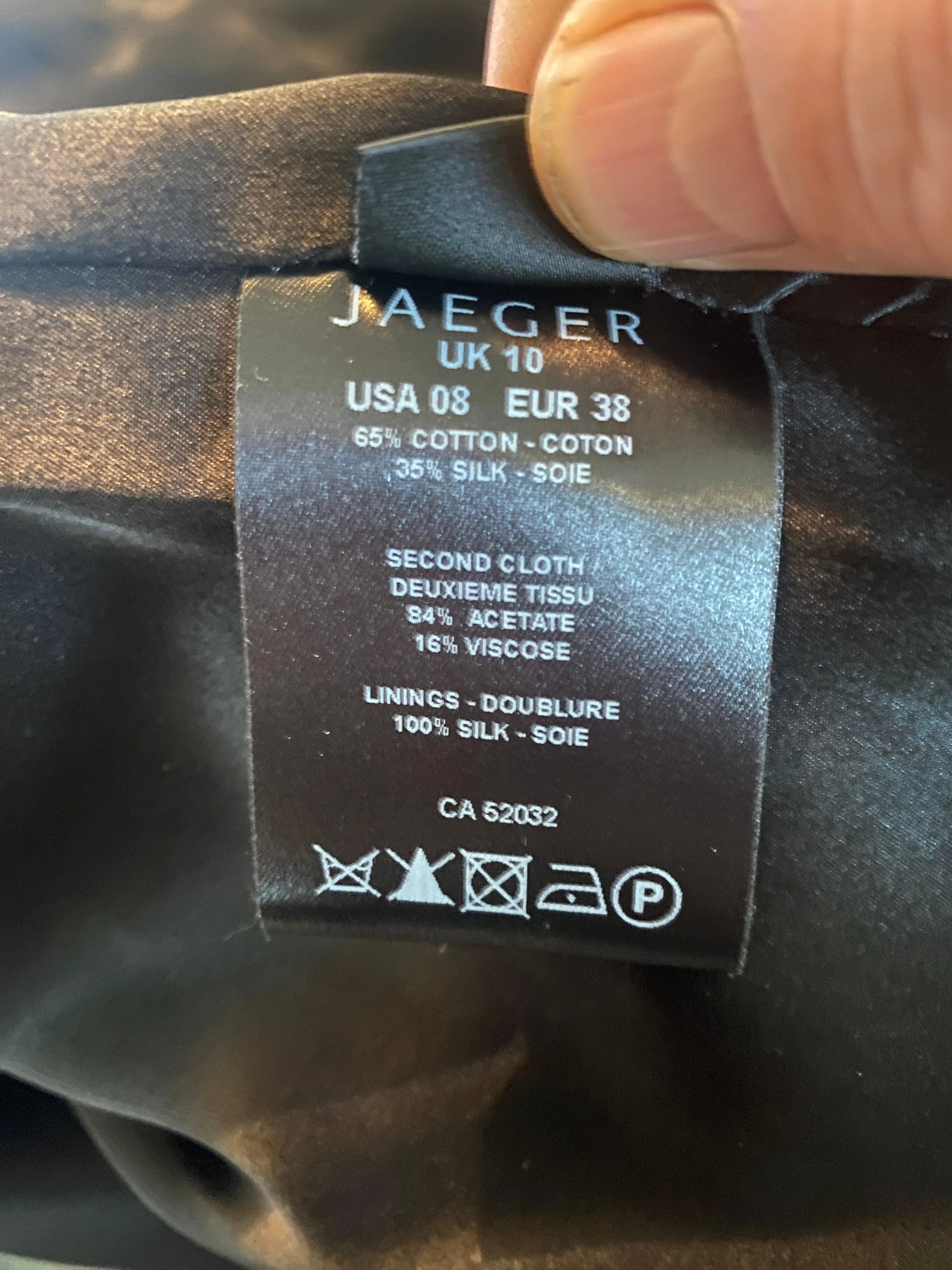 Jaeger Black Skirt with Textured Pattern UK Size Cotton Silk Mix 10 BNWT RRP £250
