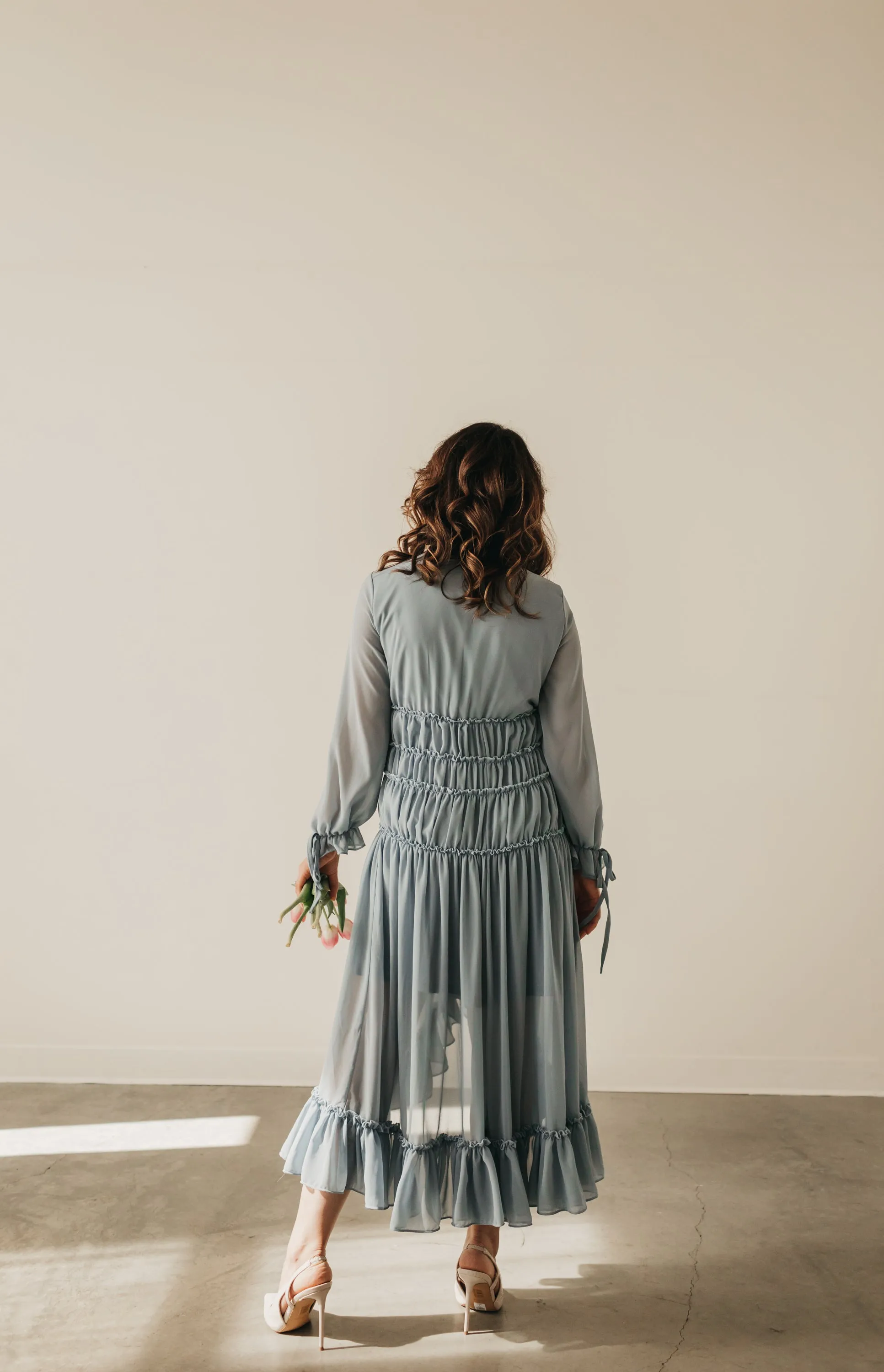 Joselyn Ruched Dress in Light Blue