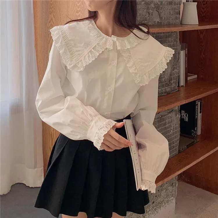 Kawaii Lace Peter Pan Collar Shirt
