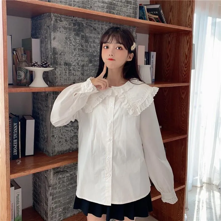 Kawaii Lace Peter Pan Collar Shirt
