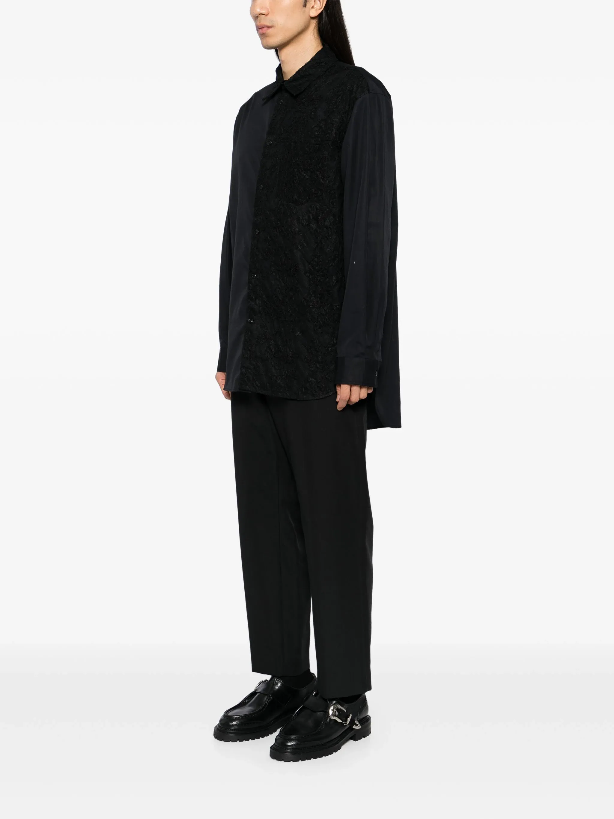 Lace Paneled Easy Shirt