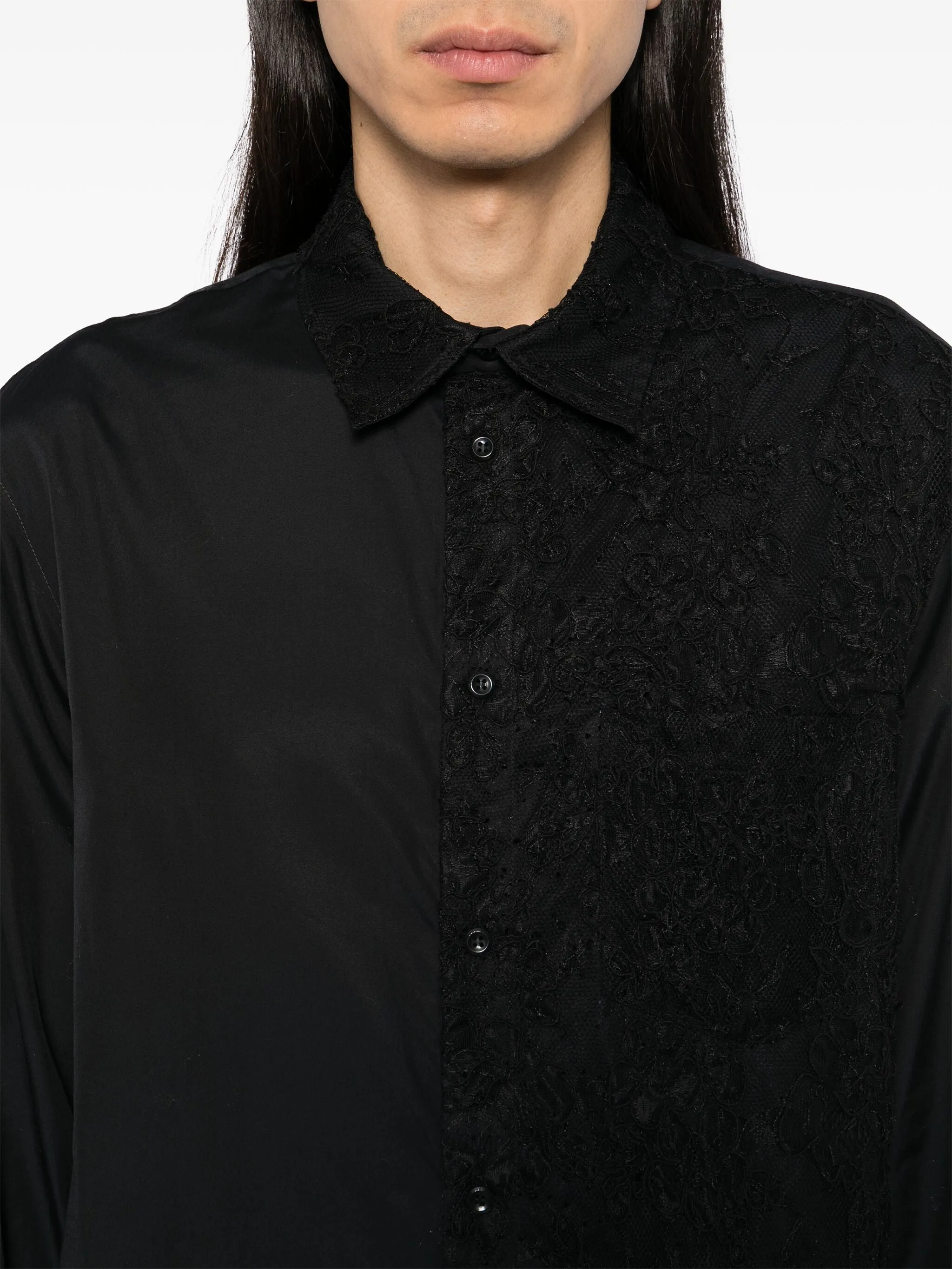 Lace Paneled Easy Shirt