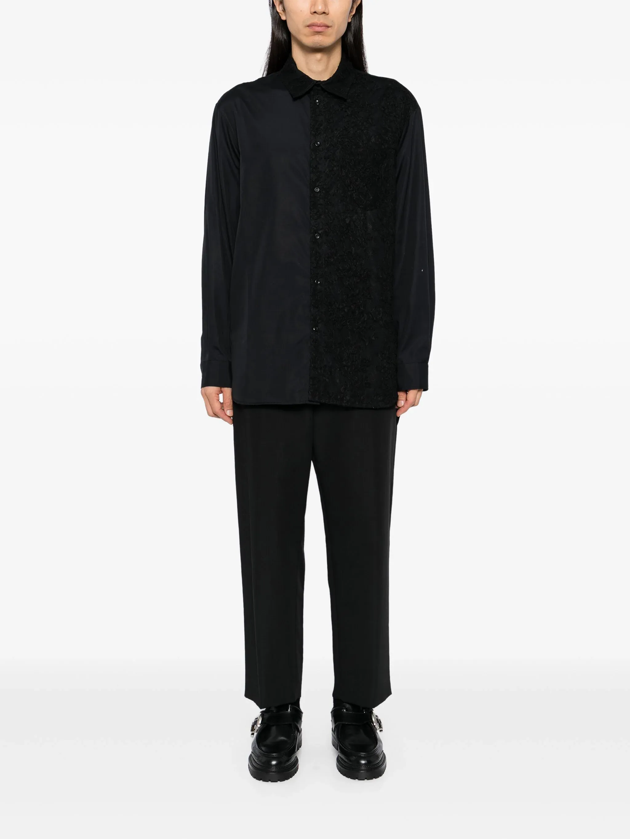 Lace Paneled Easy Shirt