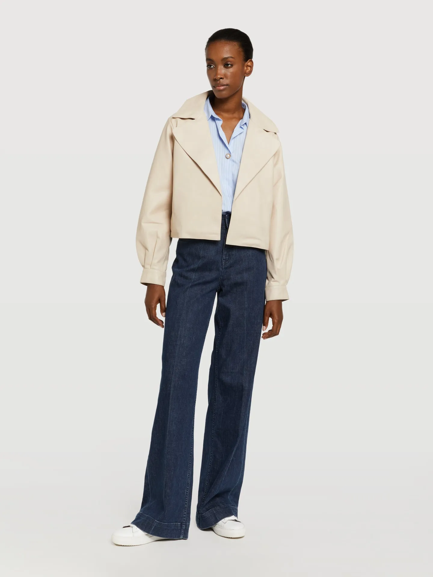 Leather deconstructed biker jacket