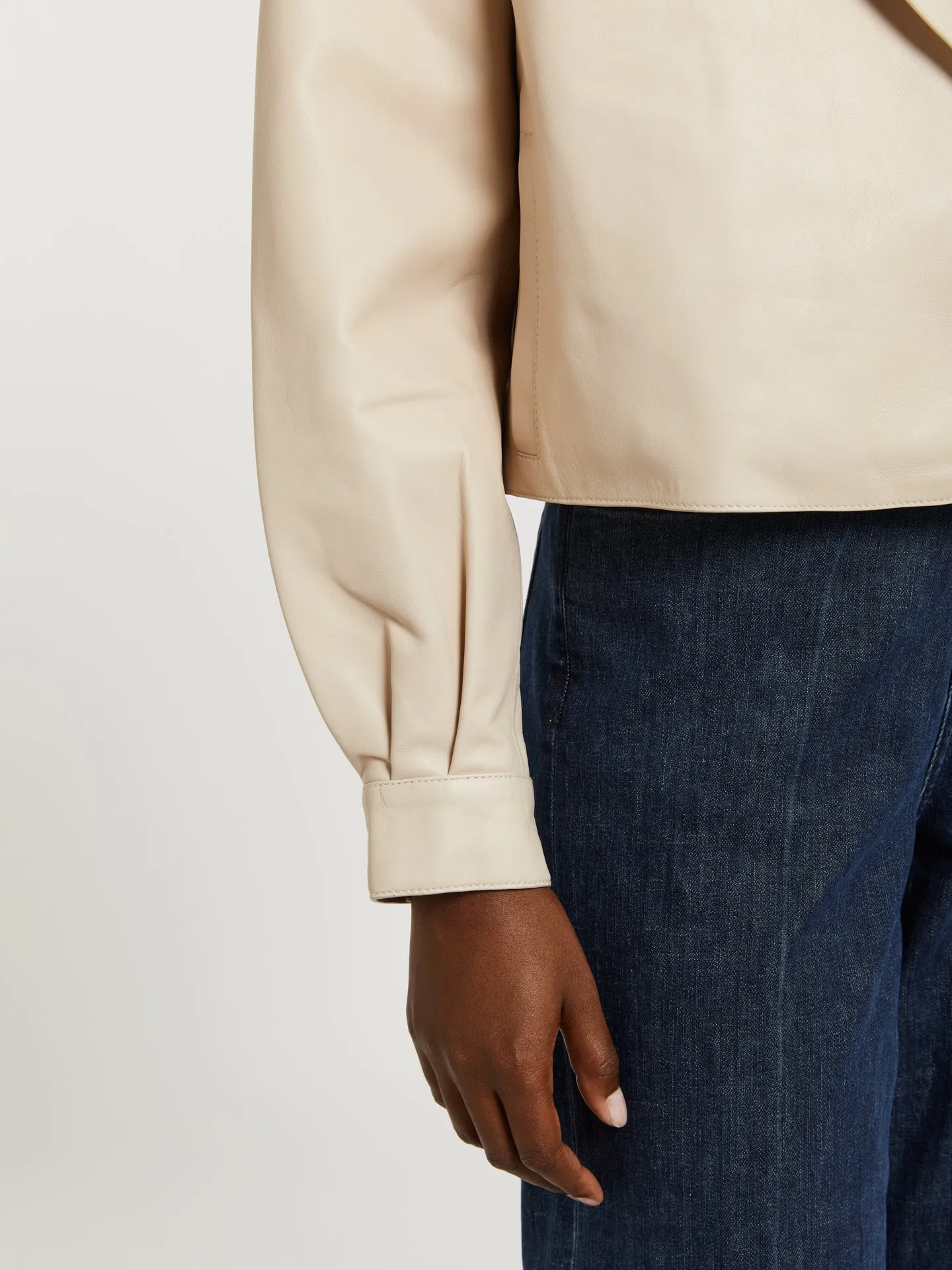 Leather deconstructed biker jacket